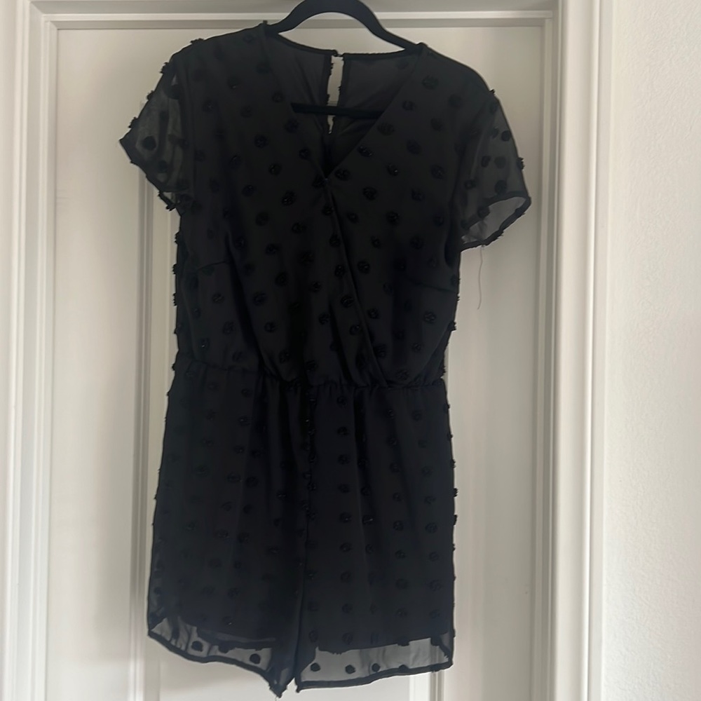 Black polka dot romper